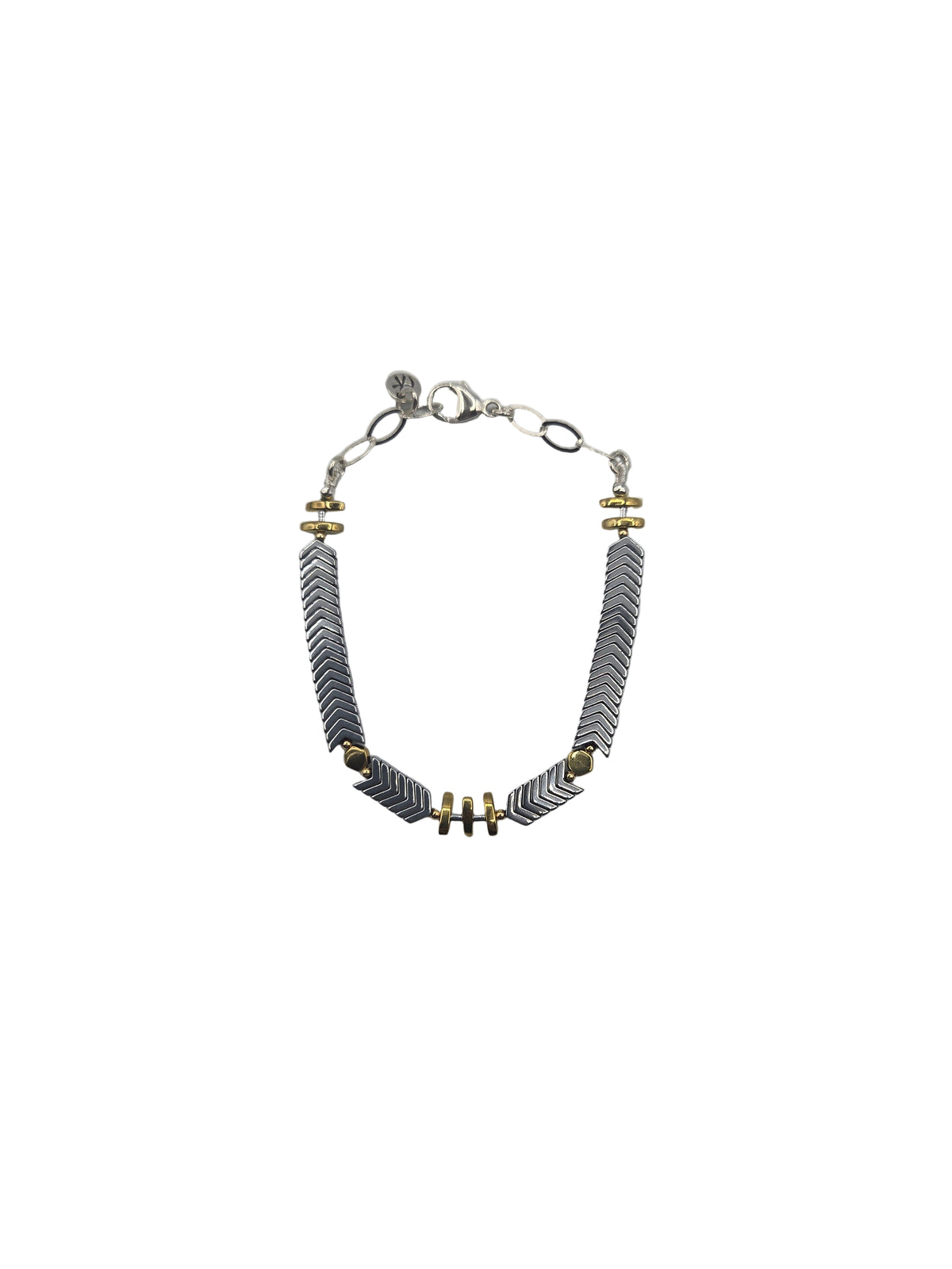 Sterling Chevron Hematine Bracelet
