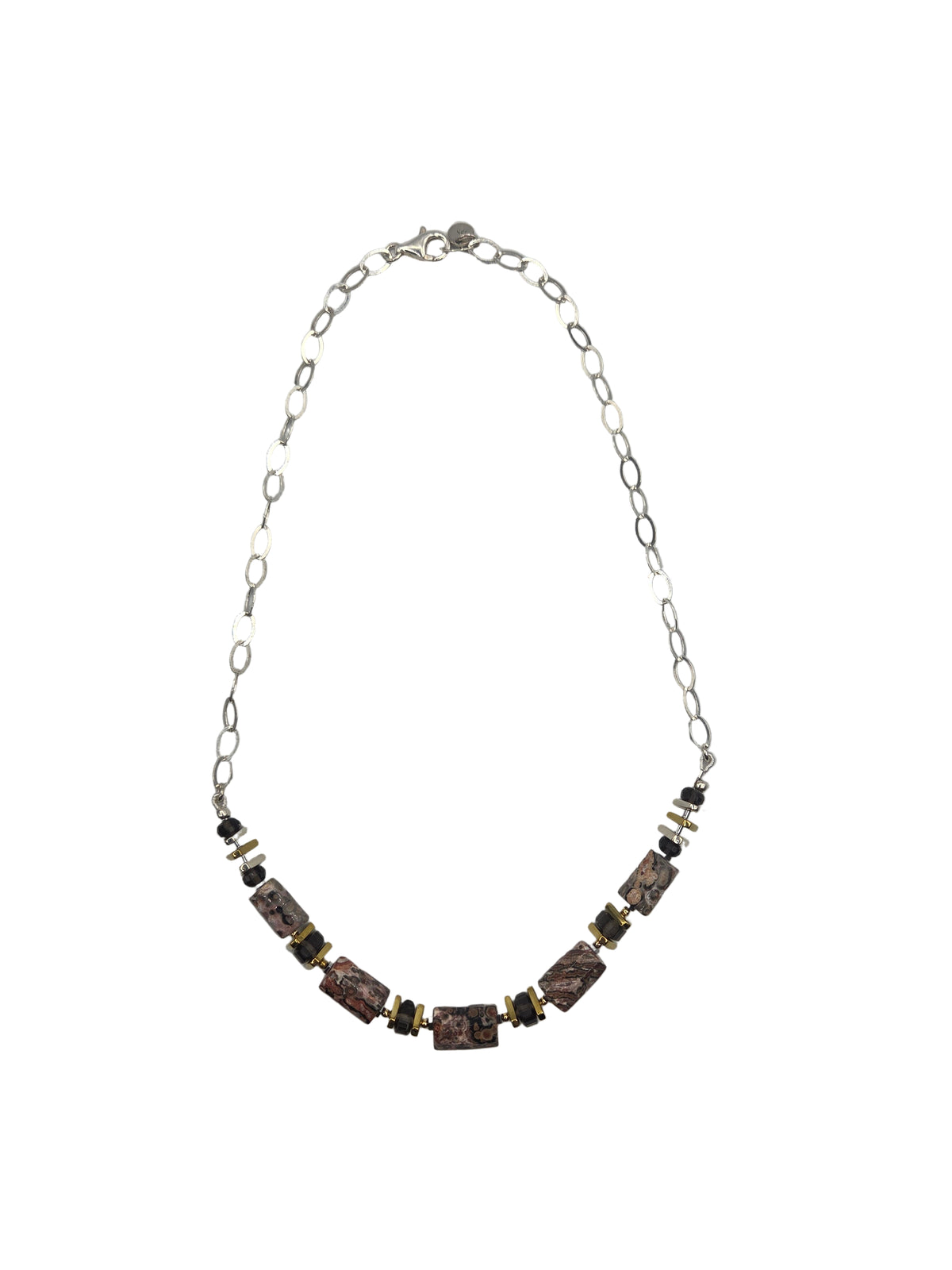 Leopard Skin Jasper Smoky Quartz Necklace