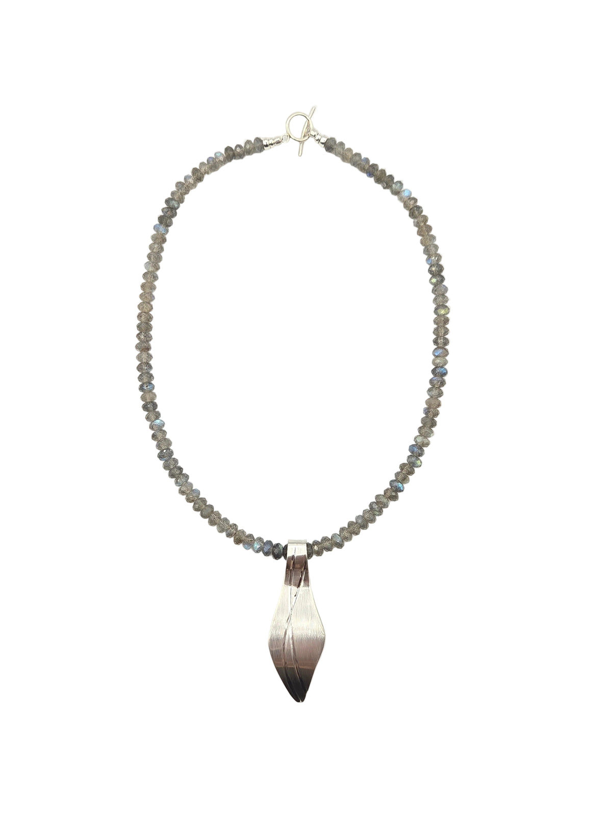 Sterling Silver Leaf Slider With Labradorite Beads