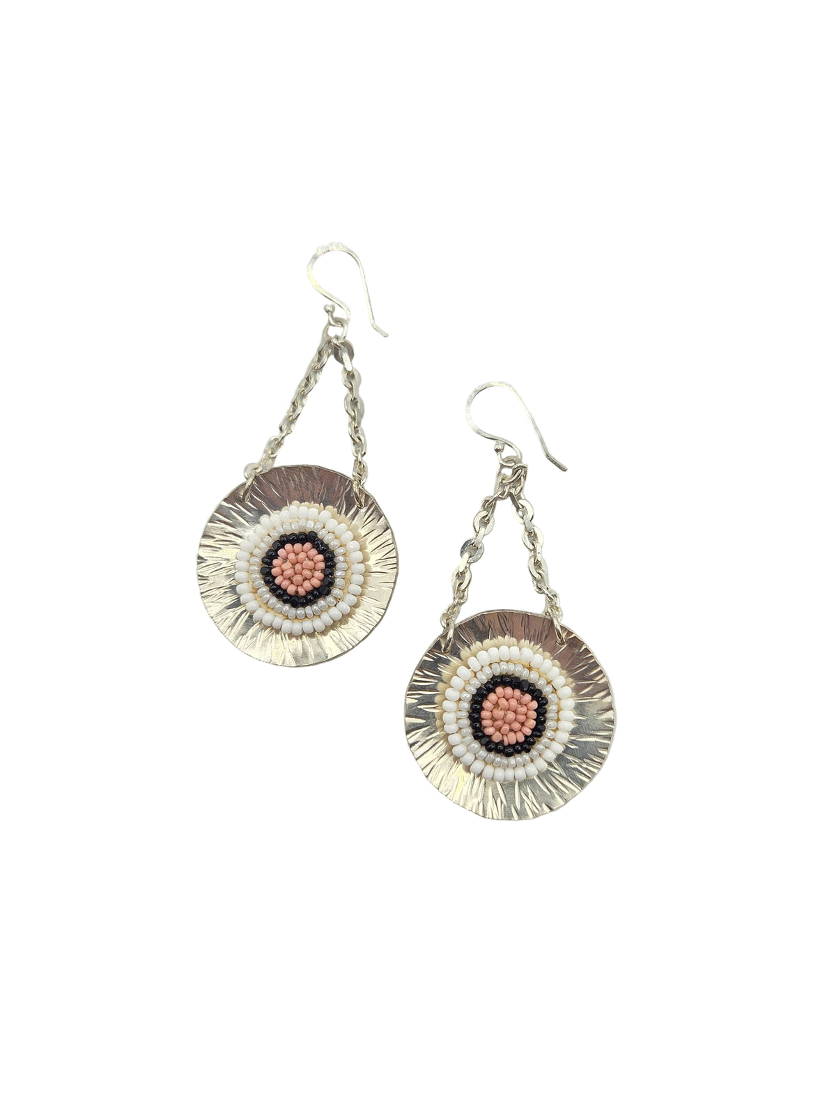 Colorful Beadwork and Circular Dangle Earrings