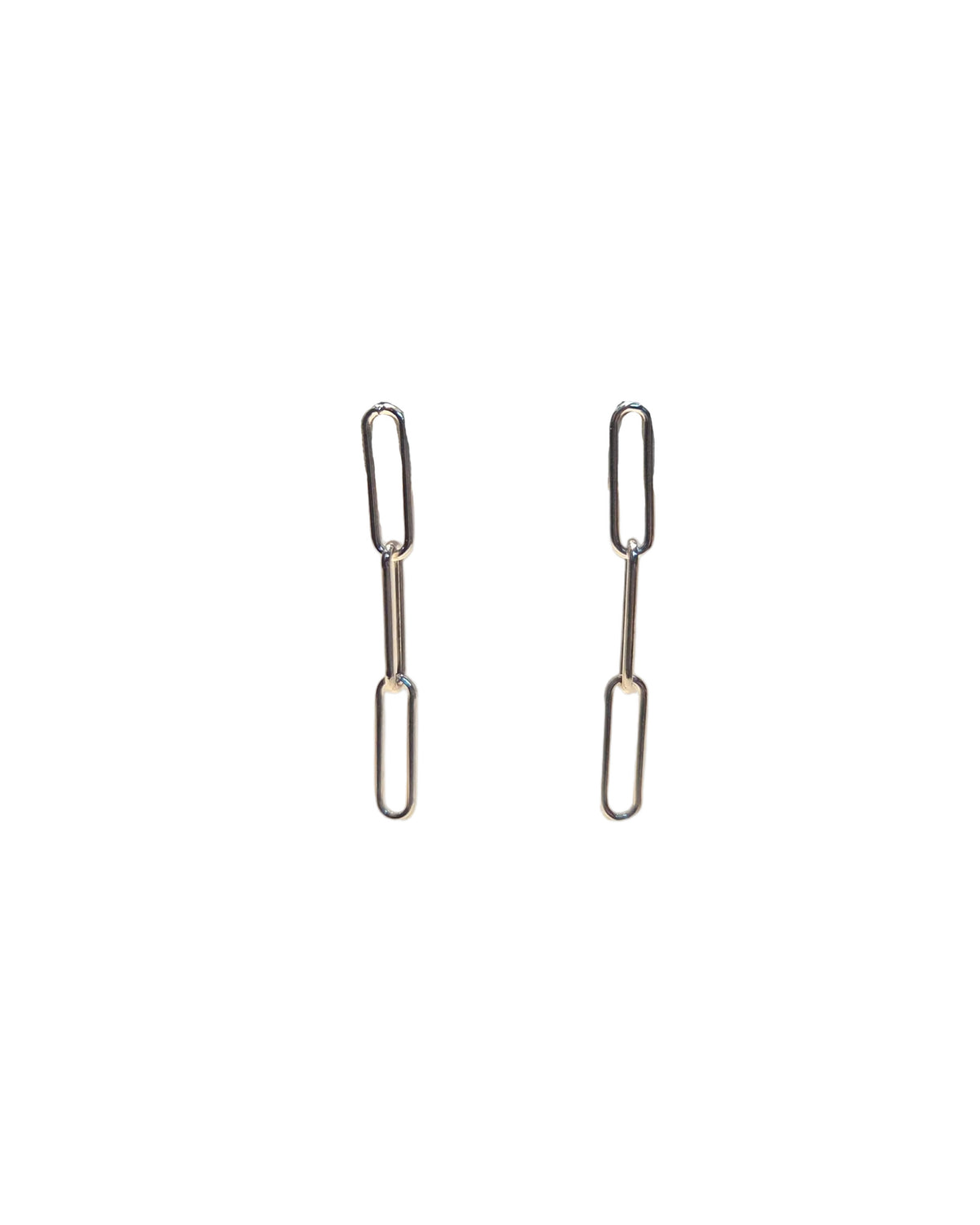 Paperclip Link Chain Silver Earrings