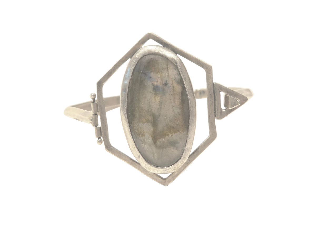 Geometric Labradorite Silver Bracelet