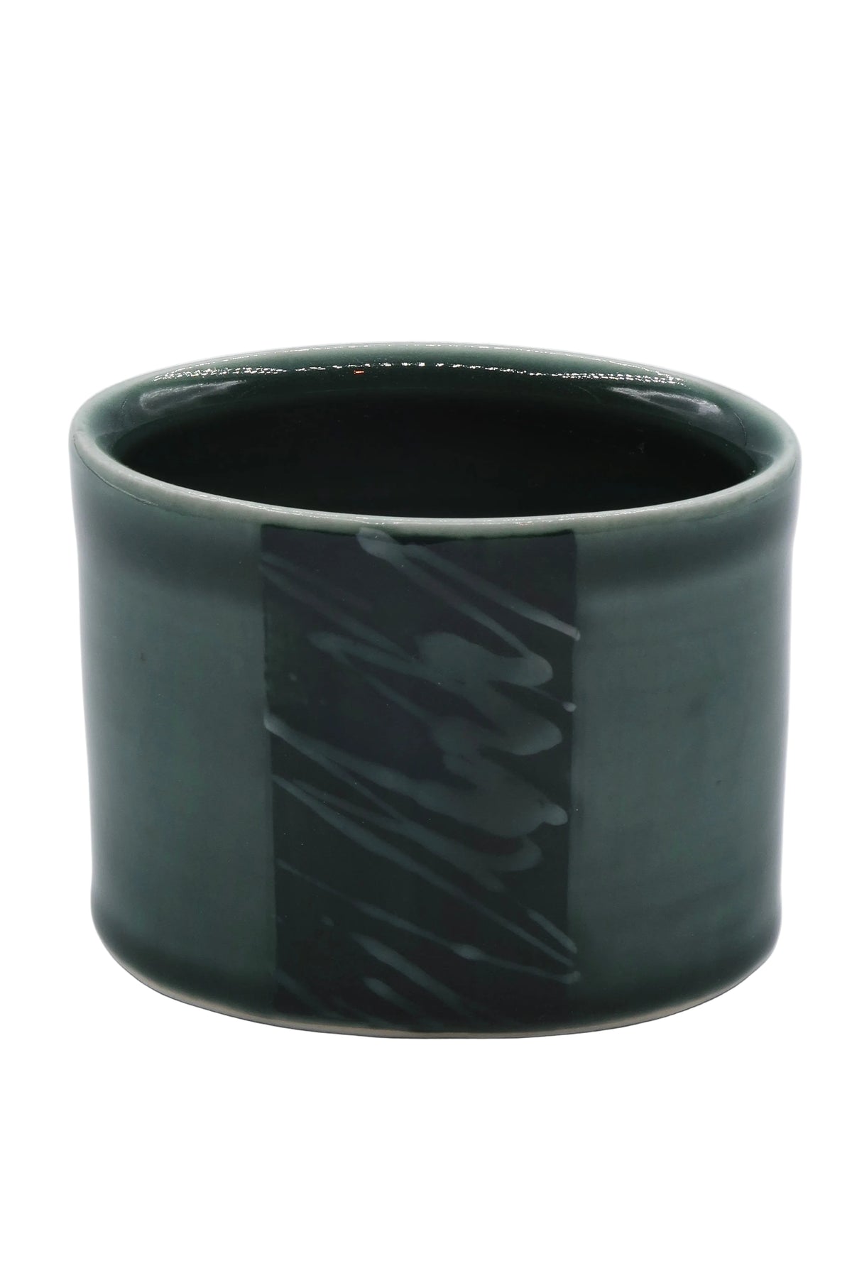 Teal Small Oval Vase Black with slip