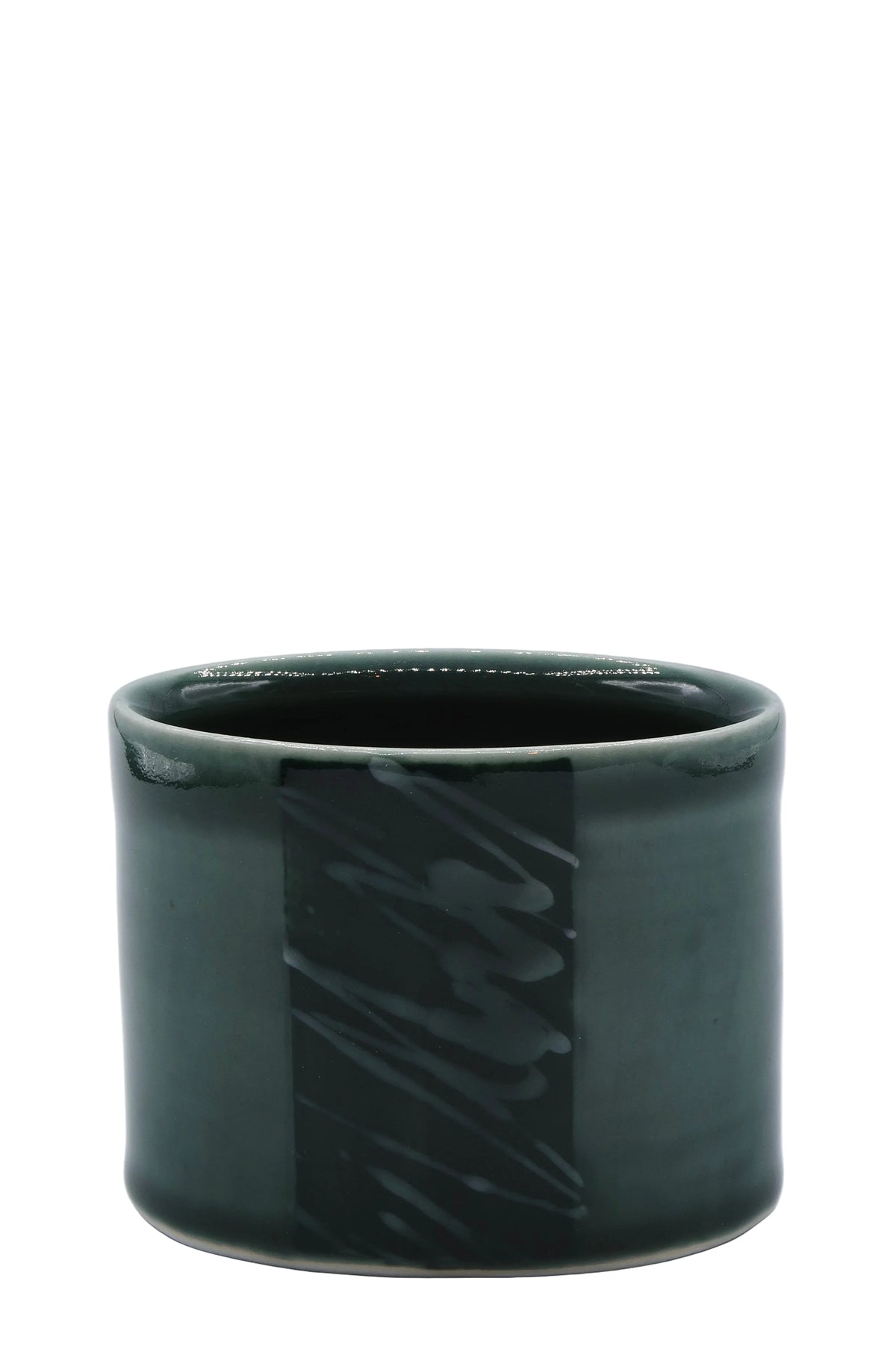 Teal Small Oval Vase Black with slip