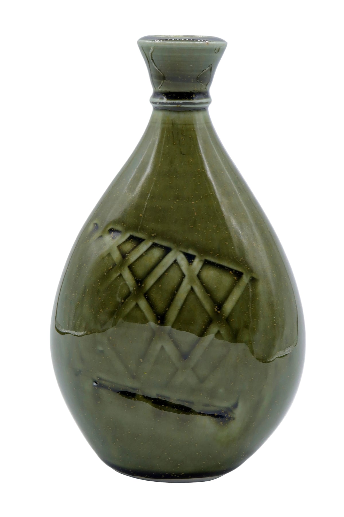 Green Celadon Oval Bud Vase
