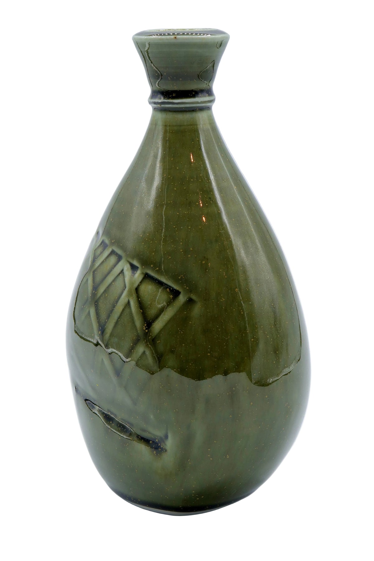 Green Celadon Oval Bud Vase