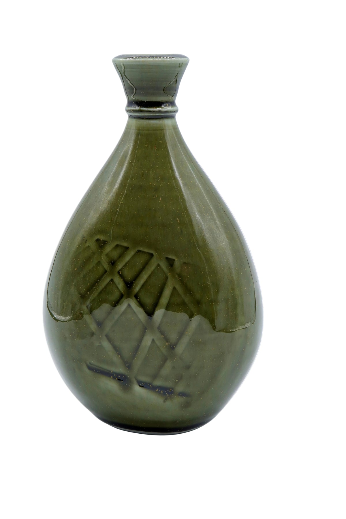 Green Celadon Oval Bud Vase