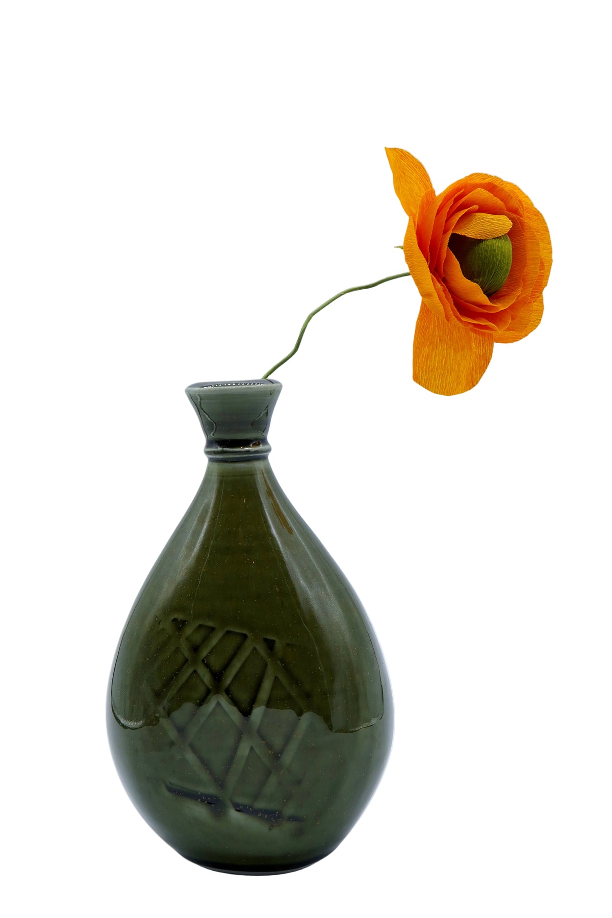 Green Celadon Oval Bud Vase