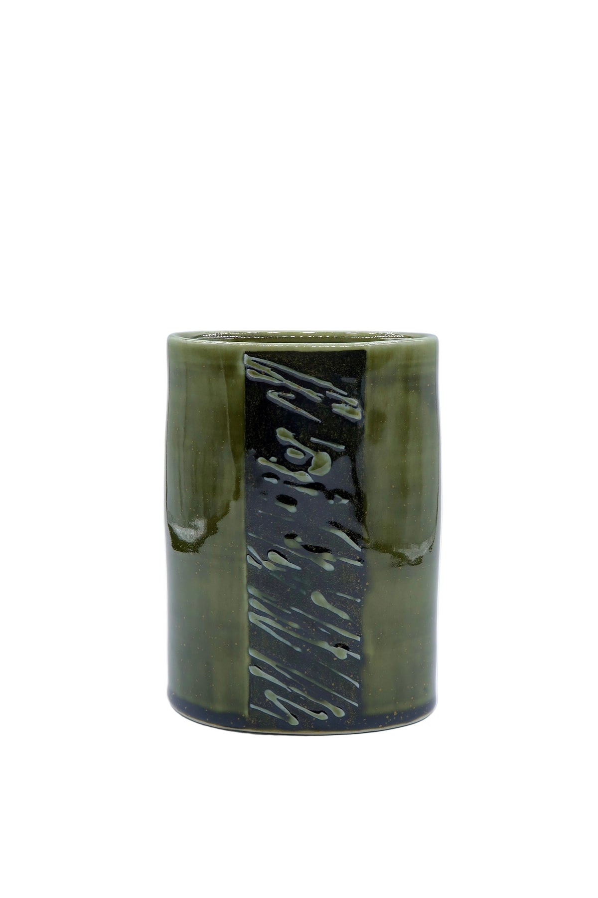 Green Oval Vase With Slip