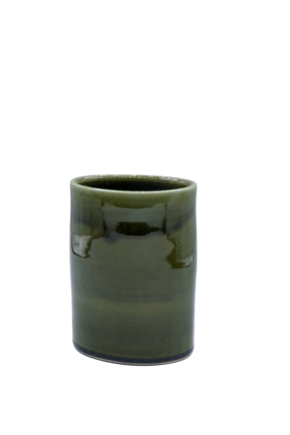 Green Oval Vase With Slip