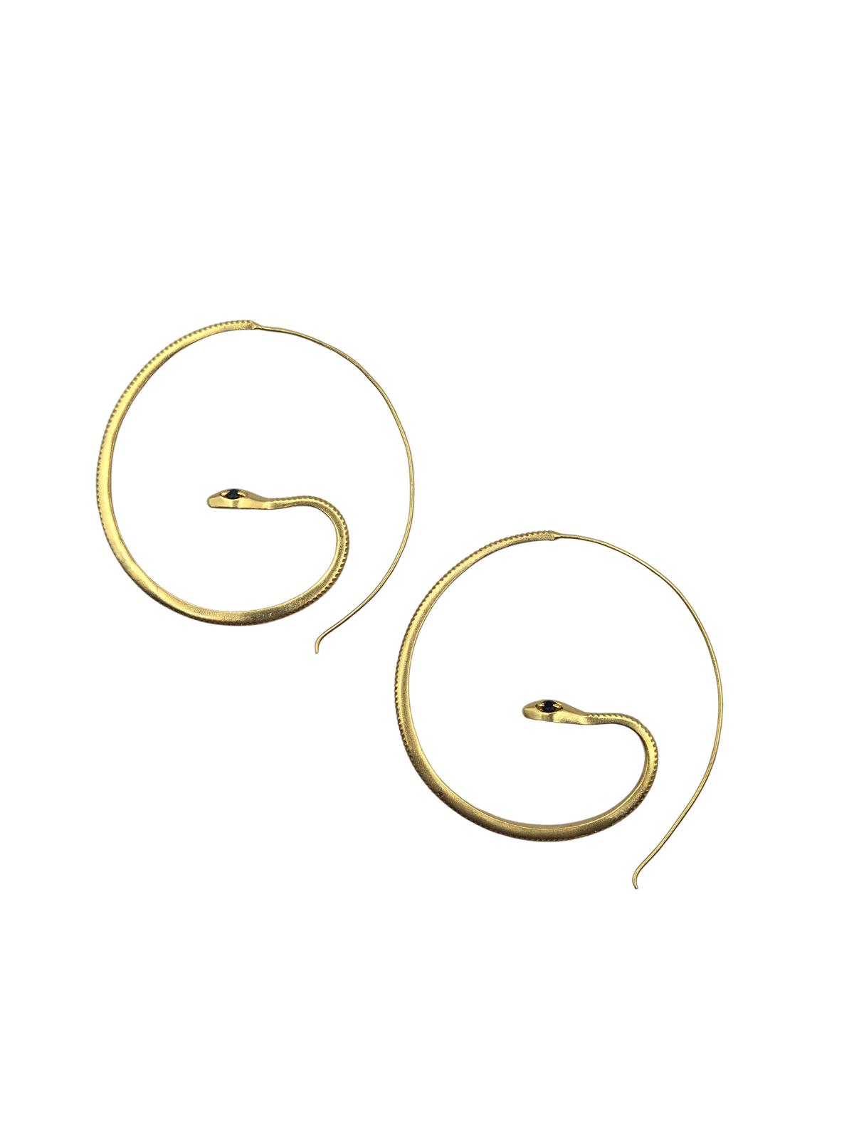 Black Zircon Earrings | Snake Hoops