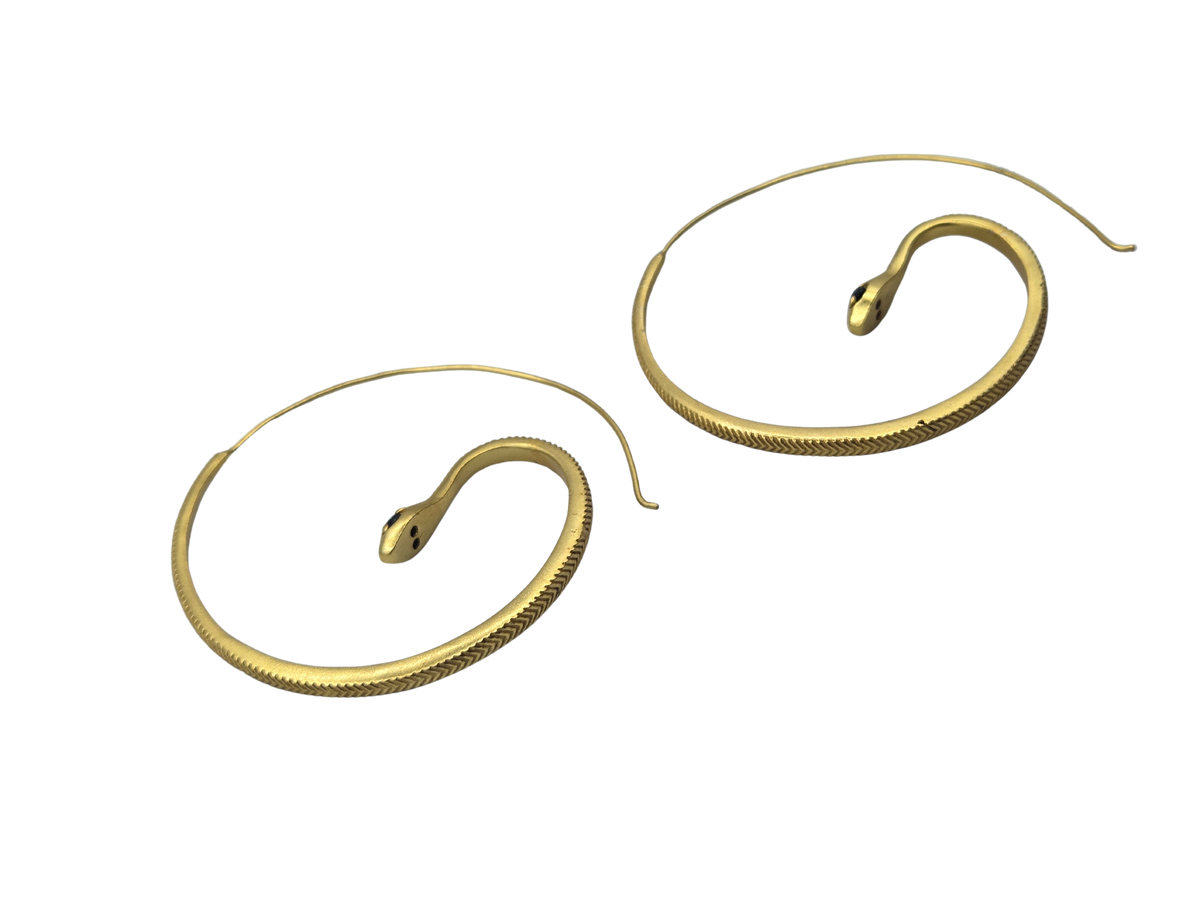 Black Zircon Earrings | Snake Hoops
