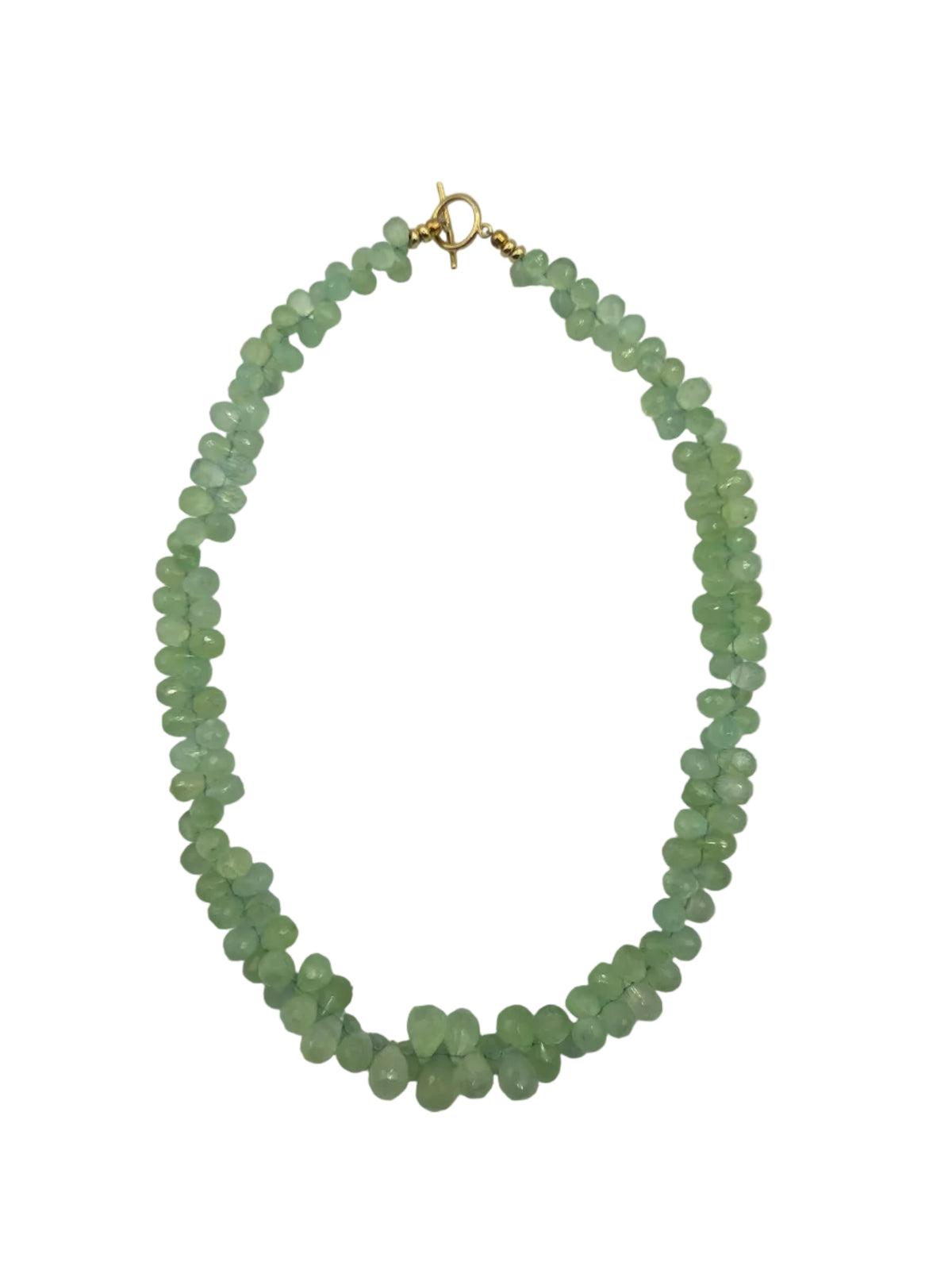 Prehnite Briolette 14K Yellow Gold Strand Necklace