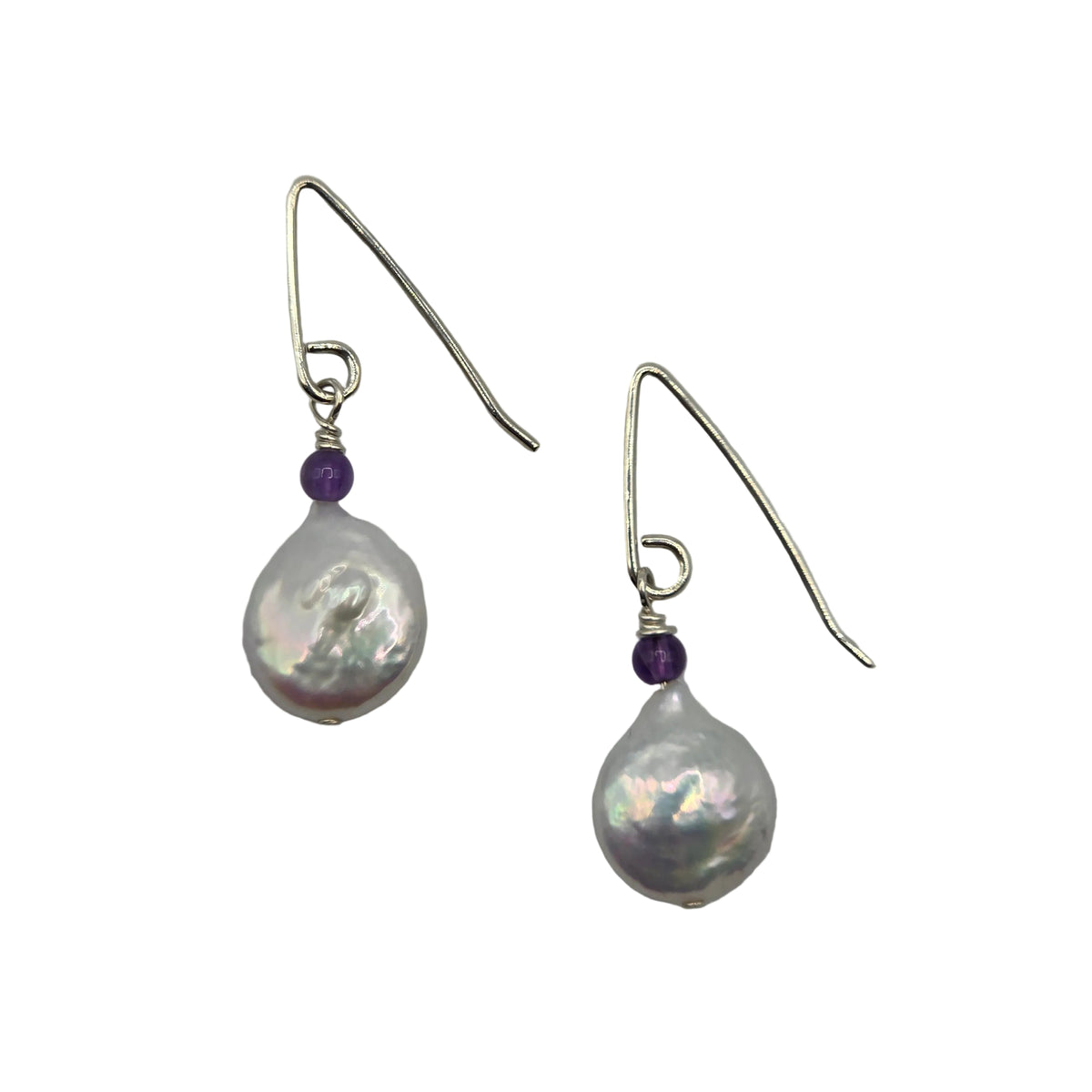 Coin Pearl & Amethyst Earrings