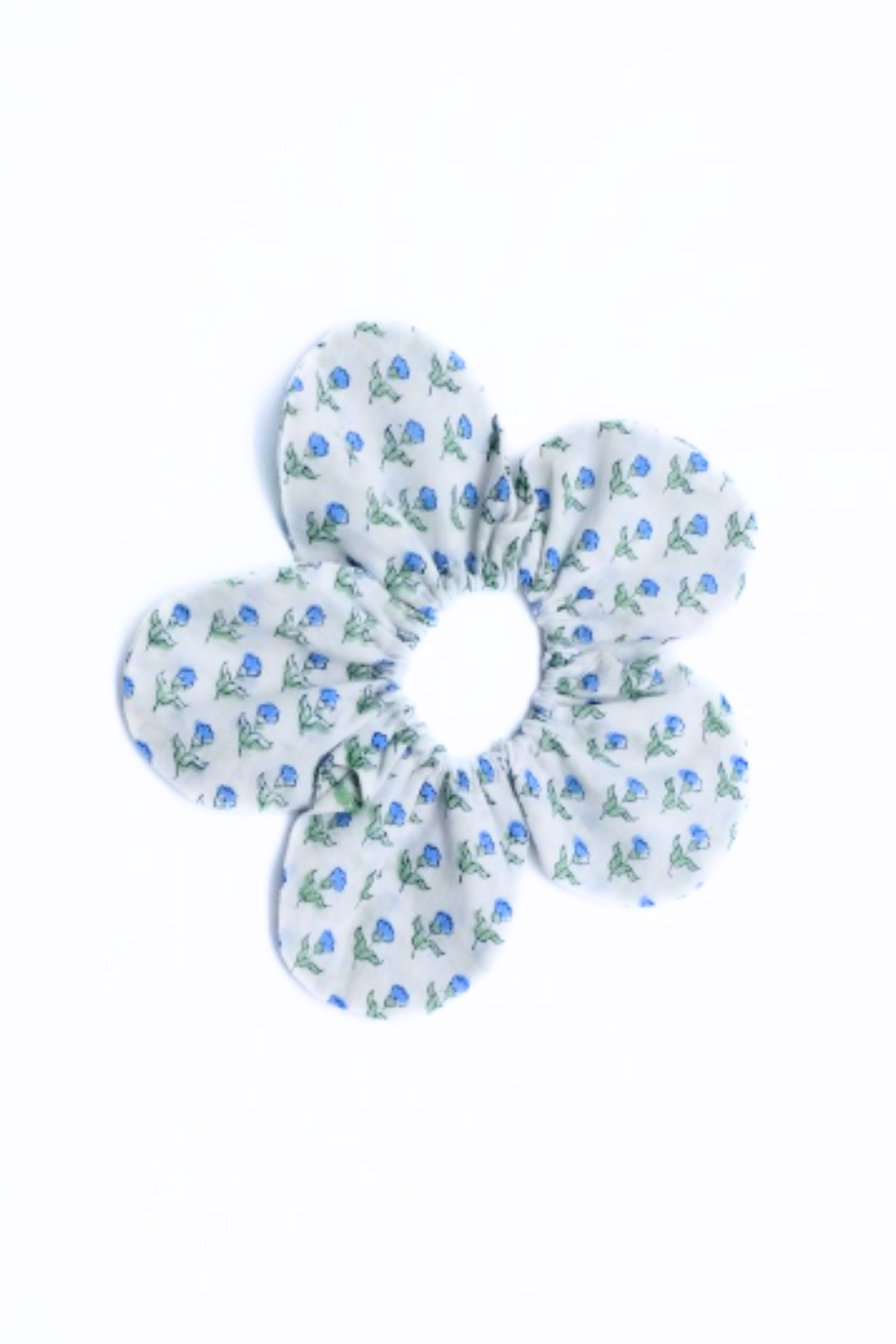 Floral patterned scrunchie on a white background