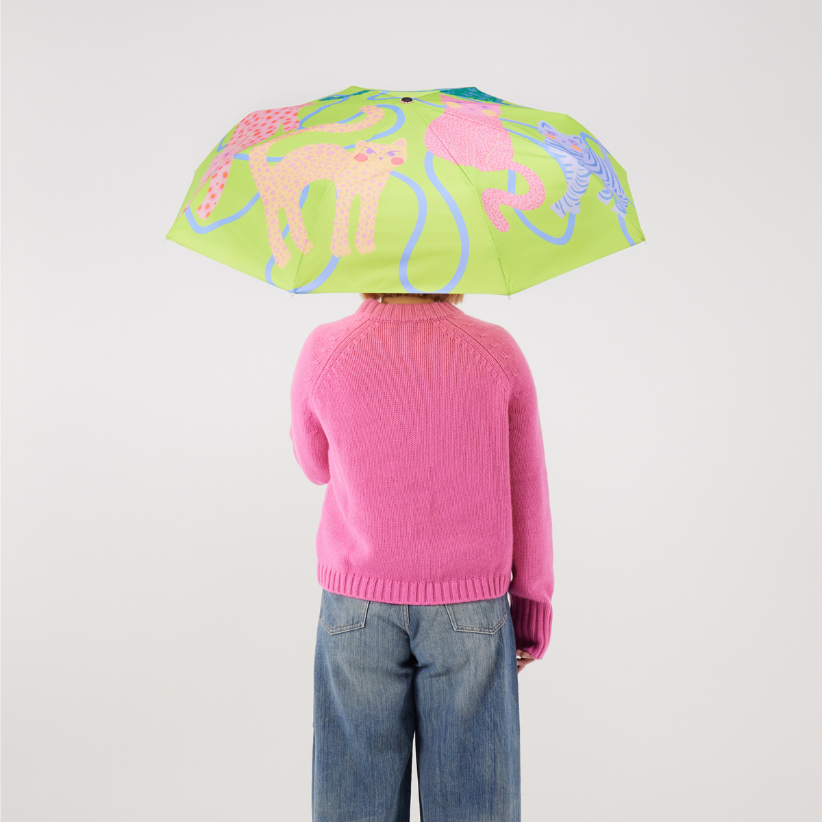 Lime Arty Cats Eco-Friendly Duck Umbrella