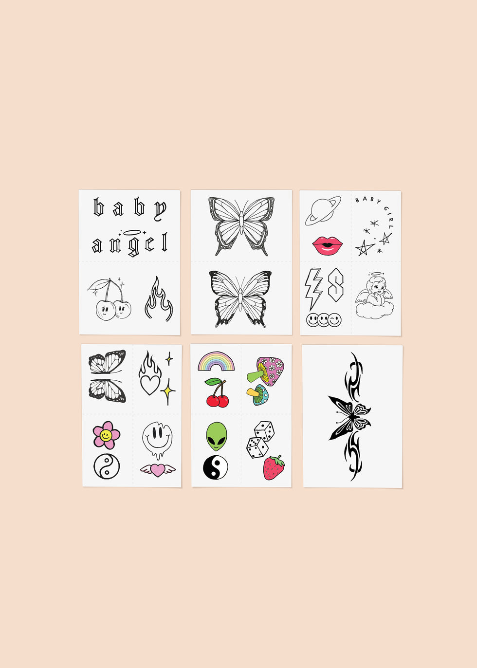 Y2K Nostalgia Temporary Tattoo Pack