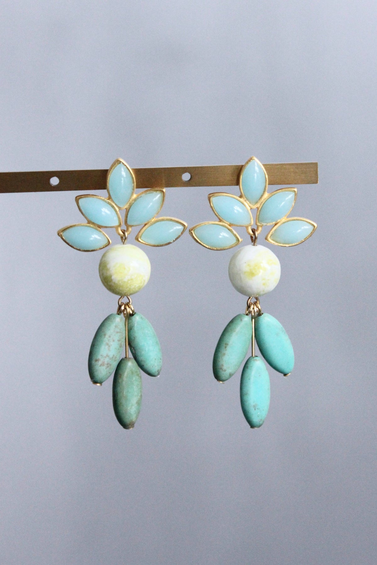 Vintage Glass and Turquoise Earrings