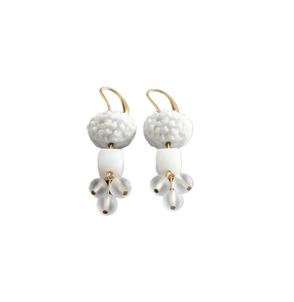 Vintage Chalk White Glass Cluster Earrings