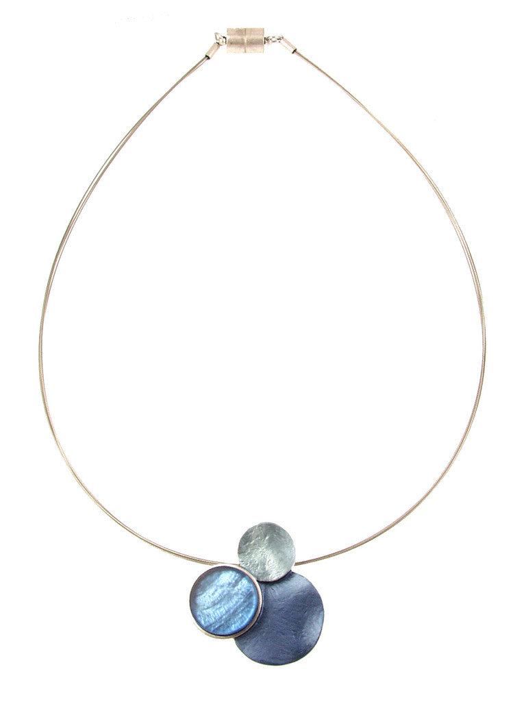 Silver/Blue Layered Circle Necklace