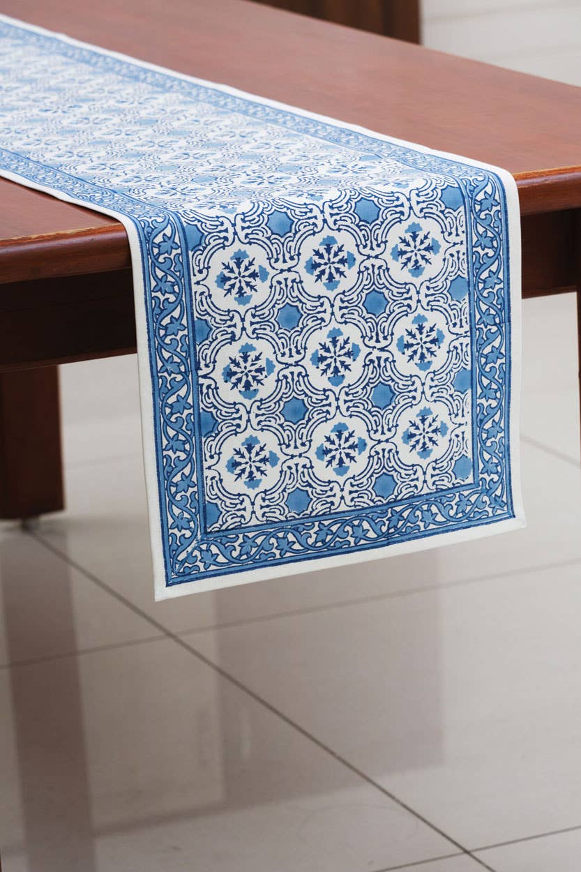 Blue Floral Table Runner