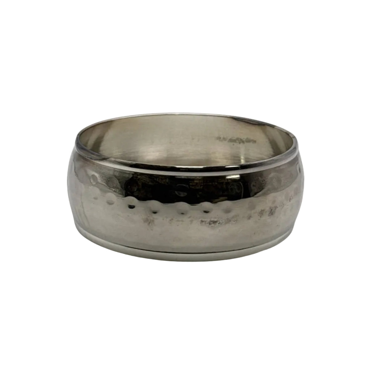 Silver-Tone Hammered Brass Metal Bangle