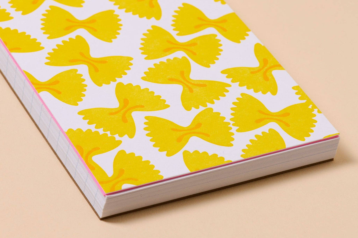Modern Pasta Small Letterpress Spiral Notebook — Farfalle