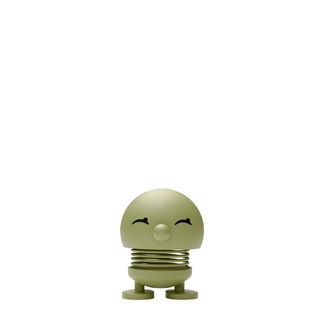 Small green character with a spring-like design on a white background
