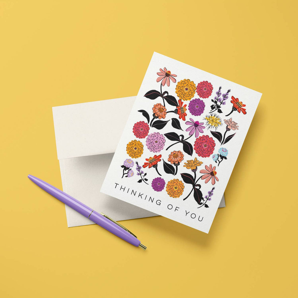 Zinnias Thinking of You Greeting Card