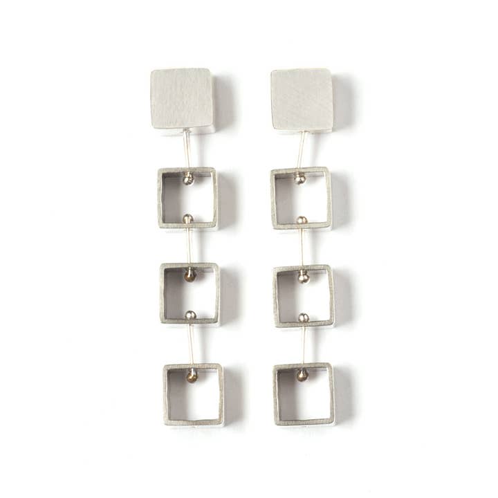 Tumbling Mini Square Stacked Earrings