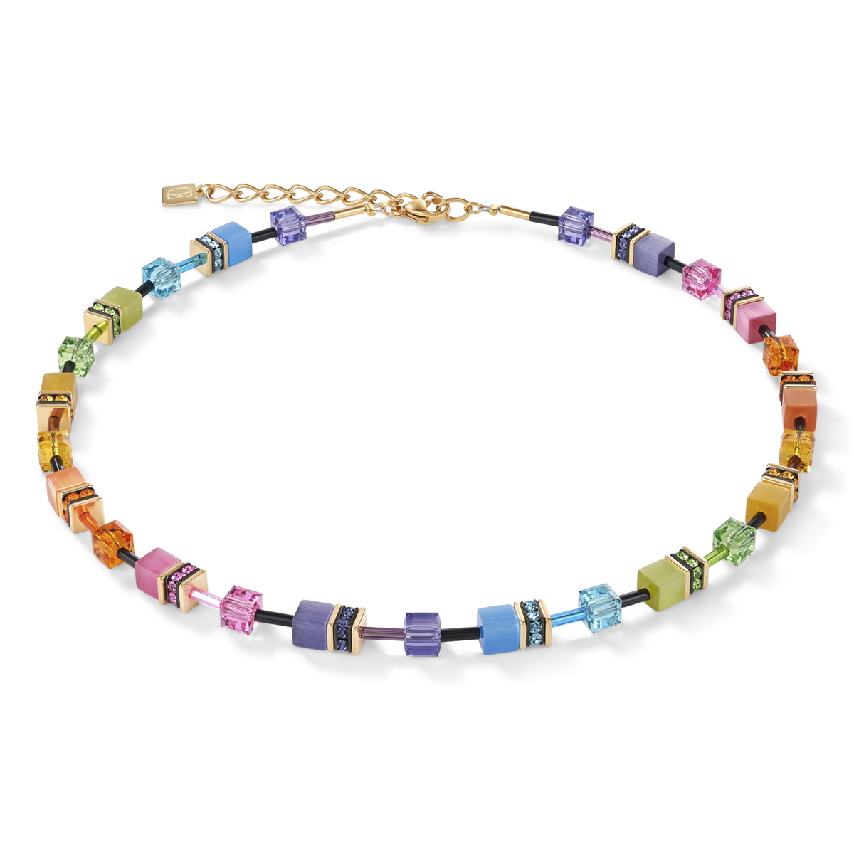 Multicolor Rainbow Necklace Gold 2
