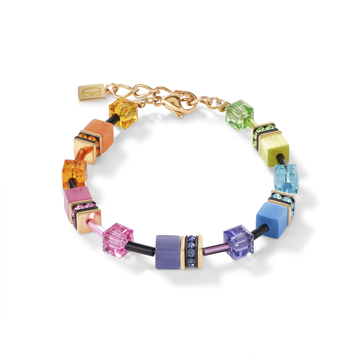 GeoCUBE® Bracelet multicolour rainbow gold