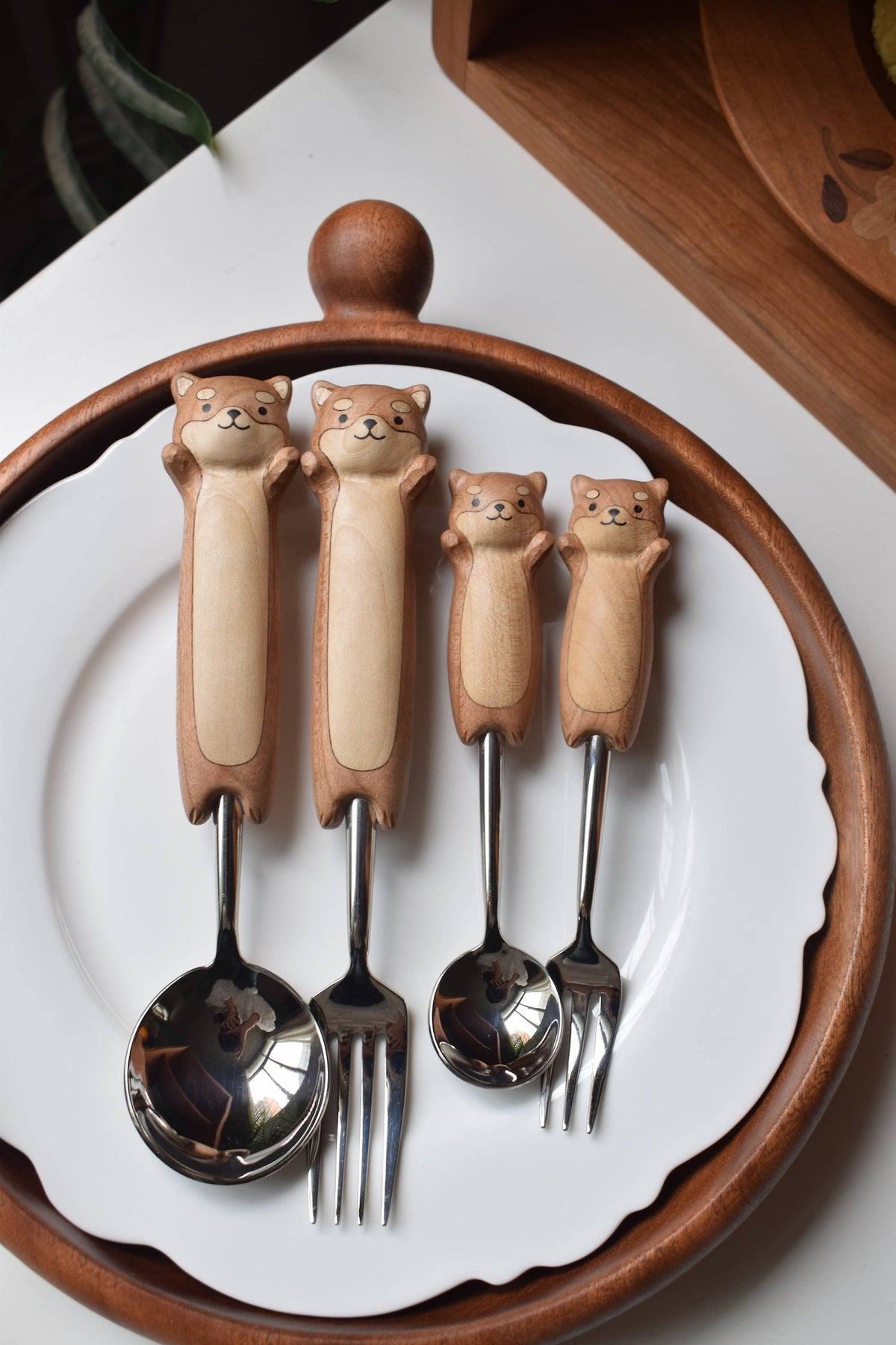 Hand-carved Shiba Spoon & Fork