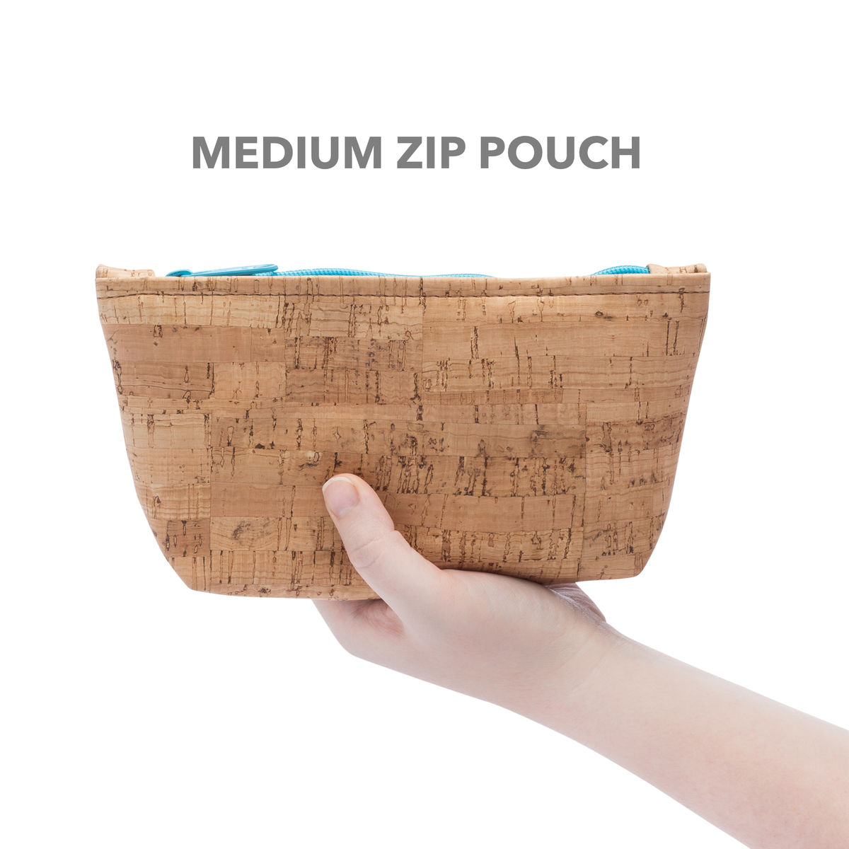 Medium Cork Zipper Pouch | with Black Zipper