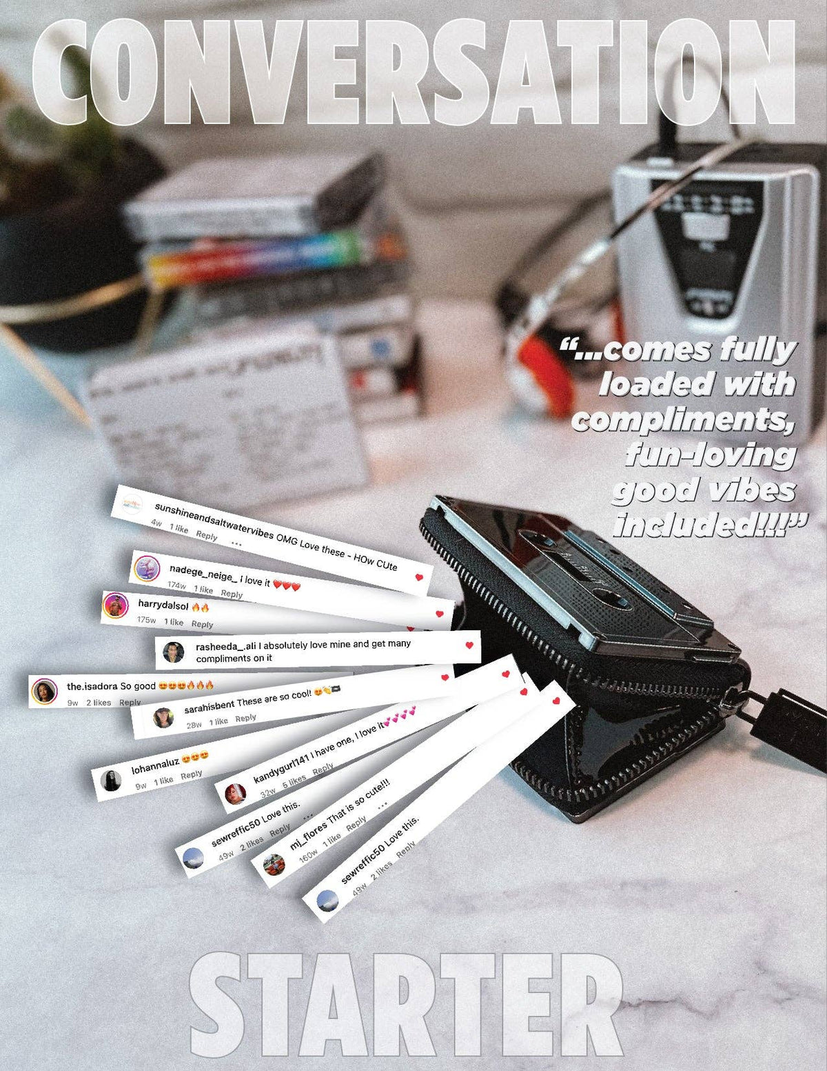Black Chrome Cassette Tape Wallet | Cute Retro Music Gifts