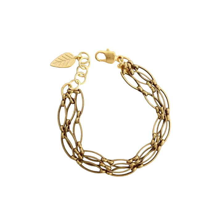 Brass Ox Link and Chain Bracelet