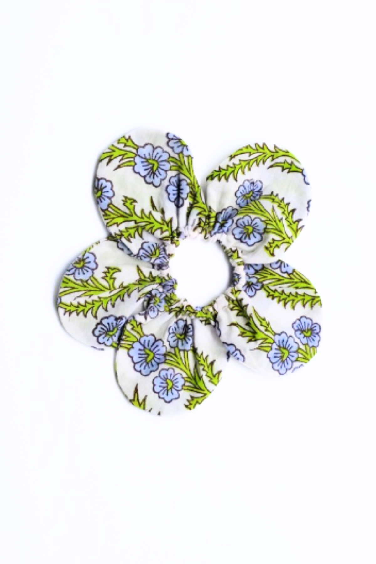 Floral patterned scrunchie on a white background