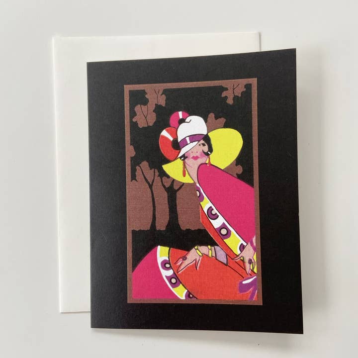 Hat Lady Art Deco Card