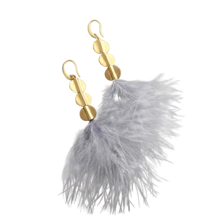 18k Gold Plated Brass Feather Dangle Earrings