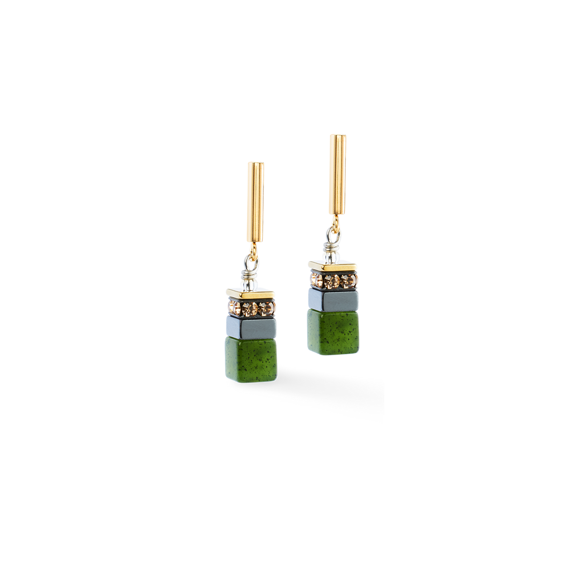 GeoCUBE® Precious Motion earrings Forest Light gold