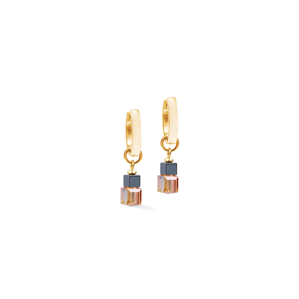 Earth Gold Cube Duet Hoop Earrings