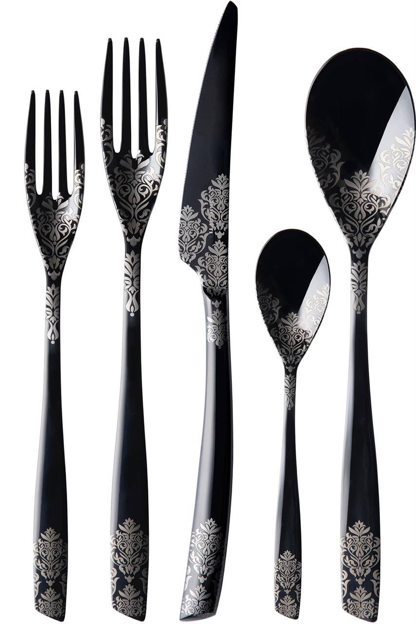 Riviera Devore' Black 5 Piece Place Setting
