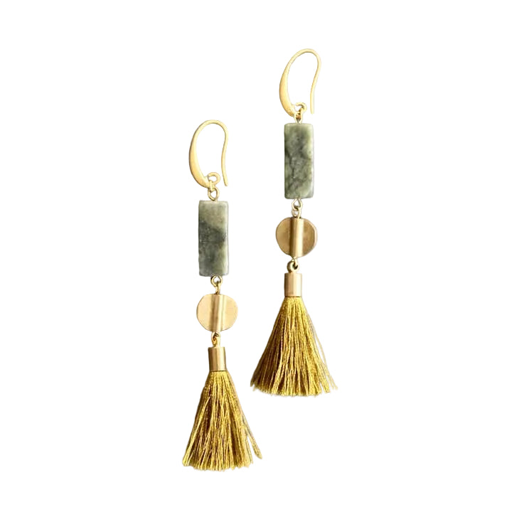 Jasper and Tassel Earrings
