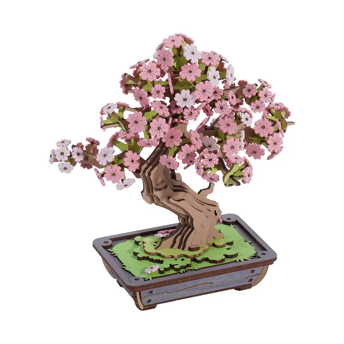 Model of a cherry blossom bonsai tree on a white background