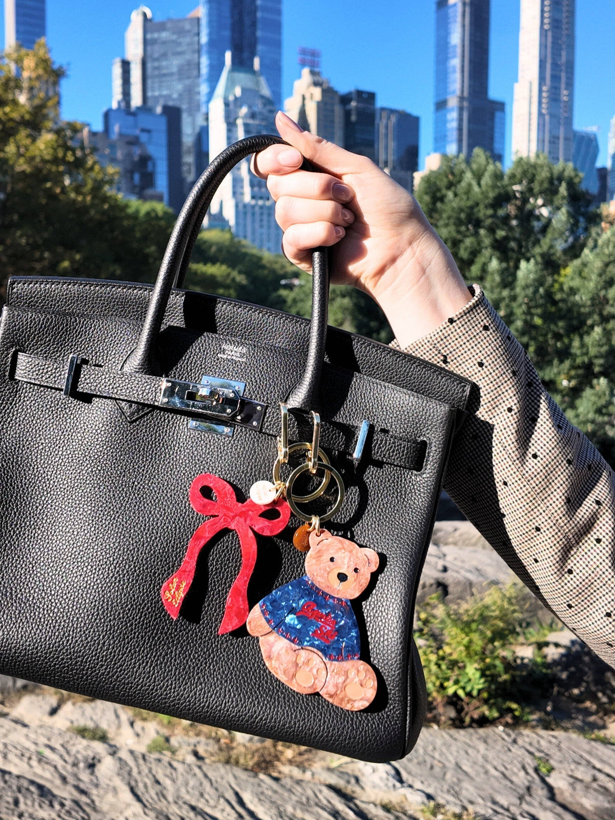 Hand-painted Coquette Bow Bag Charm + Keychain