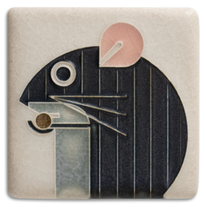 Motawi 3x3 Mouse Tile in Bone
