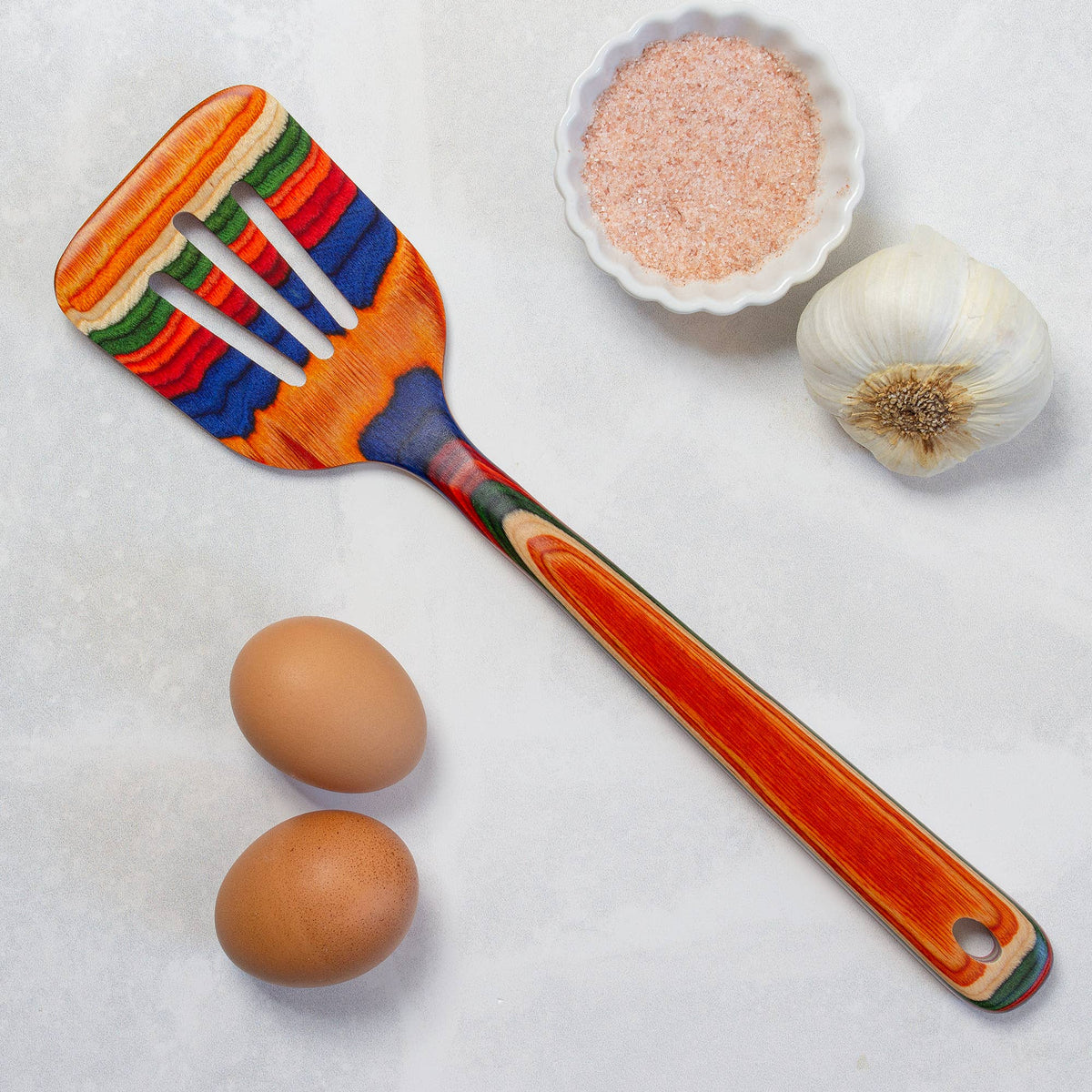 Baltique® Marrakesh Colorful Wooden Slotted Spatula, 12.5"
