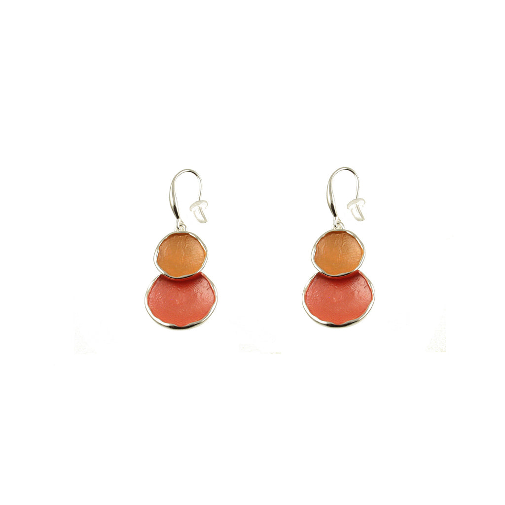 Double Orange Circle Earrings