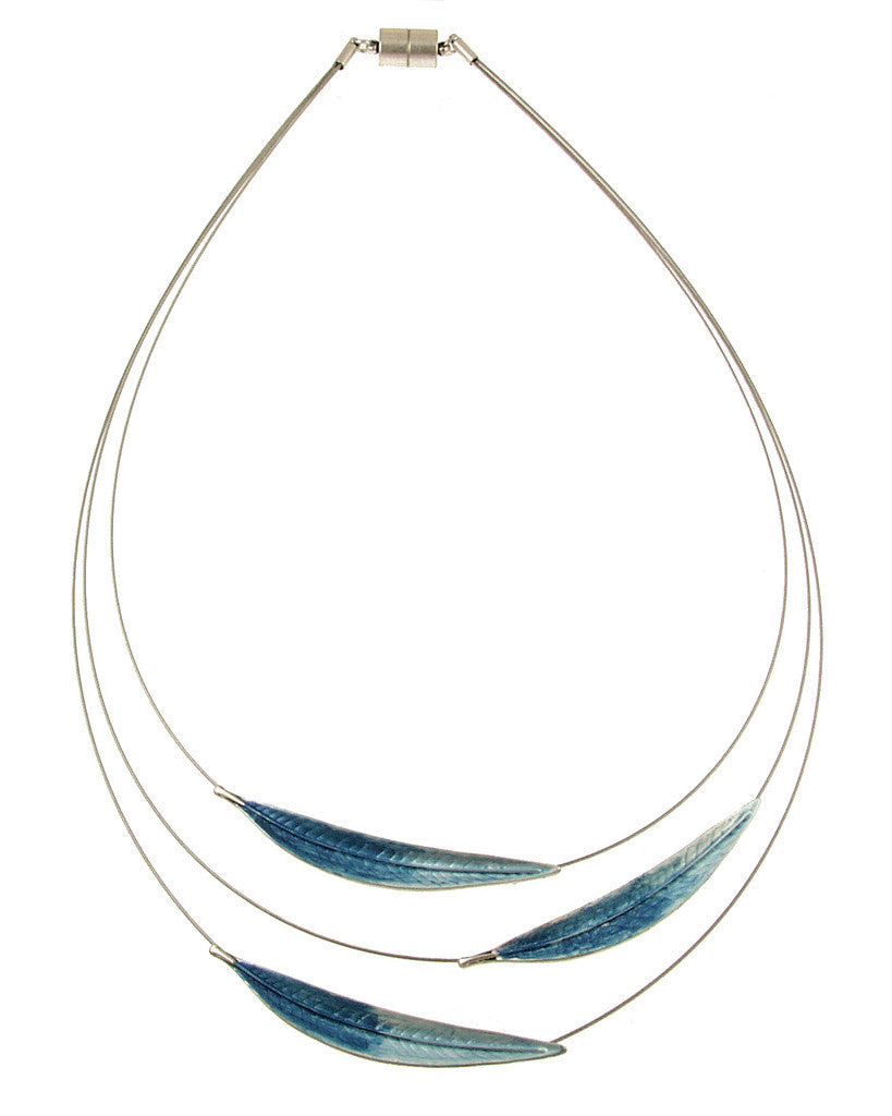 Silver & Blue Leaf Necklace