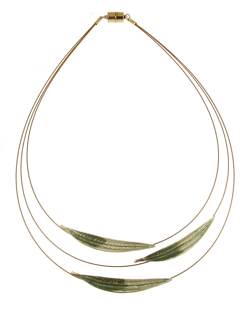 Gold & Green Leaf Necklace